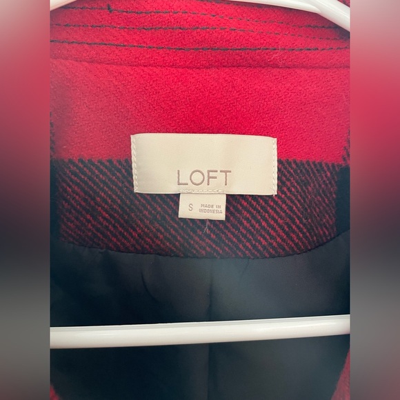 Loft small red black buffalo plaid jacket coat - Picture 4 of 7